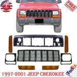 Grille Assembly + Header Panel Bezels Lights Kit For 1997-2001 Jeep Cherokee. Fixed Price $253.08.
