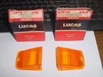 Pair Nos Lucas Amber Front Park Lamp Lenses (small 1/2) Mgc Mgbgt. Fixed Price $29.00.