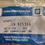 1981-1988 Oldsmobile Cutlass 442 R.h. Front Marker Lamp G.M.#915316. Fixed Price $45.00.