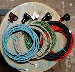 8' Twisted Cloth Covered & Plug, Vintage Light Rewire Kit, Lamp Cord, Rayon. Fixed Price $16.91.