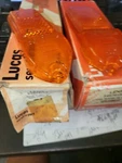 Jaguar XJ6, Mg Genuine Lucas Front Side Marker Lens Pair Amber 54579189,54579190. Fixed Price $59.00.