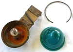 Vintage K-d Lamp Co Green Glass Marker/clearance Light/housing 1847-3 1/2". Fixed Price $15.00.