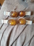 4 Vintage Do-ray 1115 Amber Lens Bullet Lights Braided Wire Cover Ground Straps. Fixed Price $60.00.