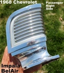 Oem 1968 Chevrolet Impala Bel Air Passenger Right Side Chrome Fender Ornament. Fixed Price $150.00.